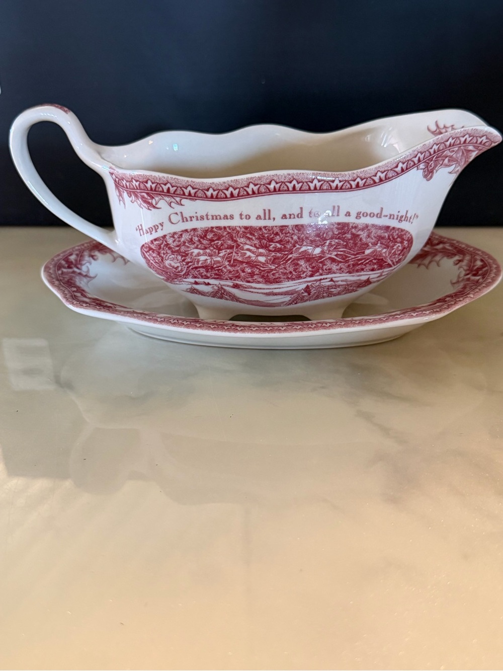 Johnson Brothers Twas the Night Christmas Gravy Boat & Underplate Set